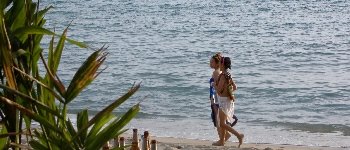 thai girls having fun on the beach